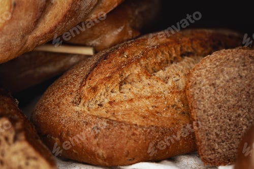 Preview: Macro shot of freshly baked bread loaf