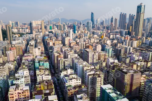 Preview: Sham Shui Po, Hong Kong, 11 September 2018:- Top view of Hong Kong city