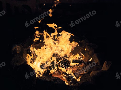 Preview: View on night bonfire