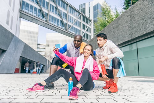 Preview: Sportive friends taking selfie