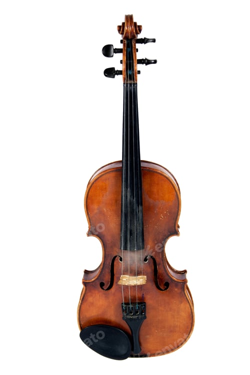 Preview: Old violin, isolated on a white background