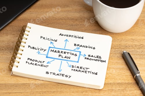 Preview: Marketing plan graph on notepad