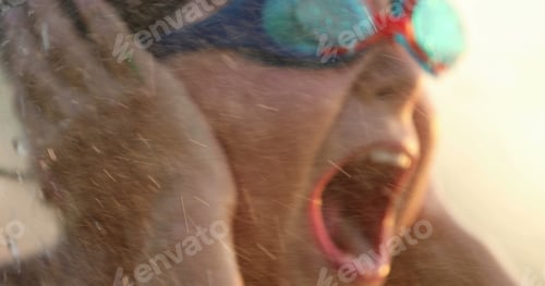 Preview: Child Yelling From The Top Of His Lungs While Holding His Ears With His Hands Engolfed Submerged By
