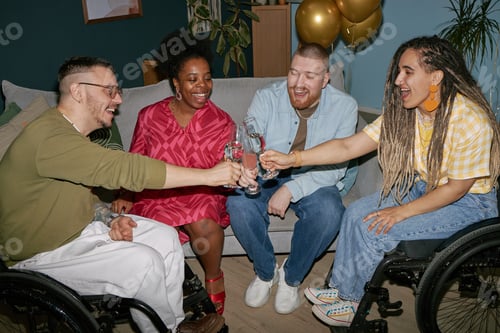 Preview: Diverse Young Adults with Disability Celebrating Birthday Toasting Together