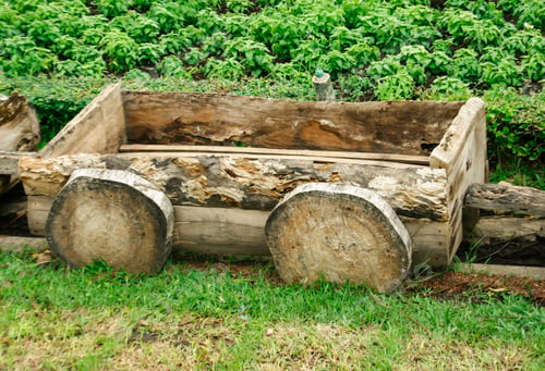 Preview: wooden box on background of garden