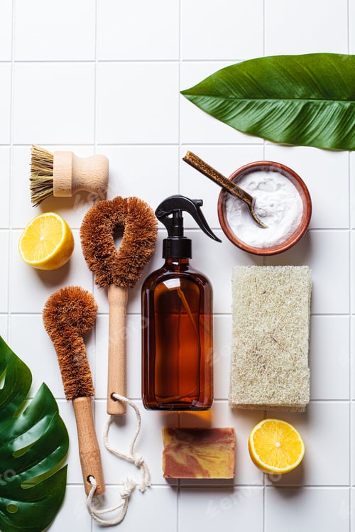 Eco home cleaning. Zero waste concept.