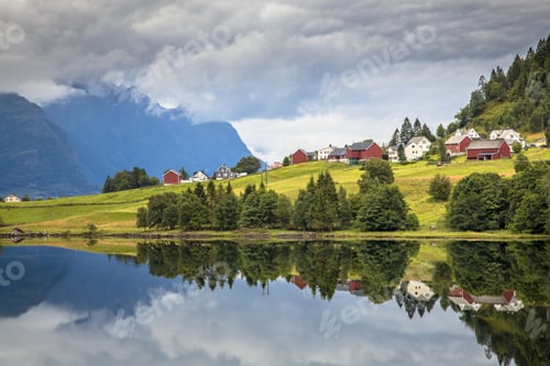 Preview: Nordic village in Norwegian fjord