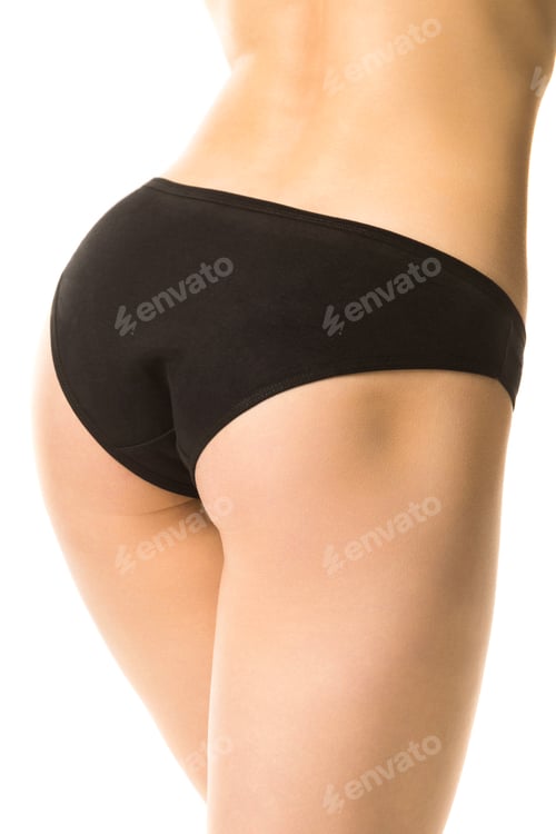 Preview: girl in panties, half-length shot on white background