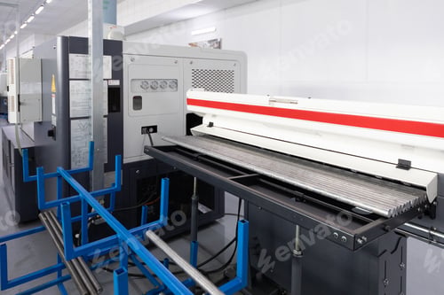 Preview: an interior shot of producing line of metal parts in modern plant