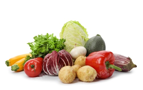 Preview: Different fresh ripe vegetables isolated on white