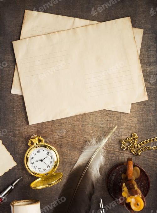 Preview: retro design concept at wooden background