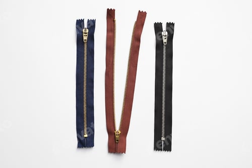 Preview: Jeans zippers isolated on white, top view