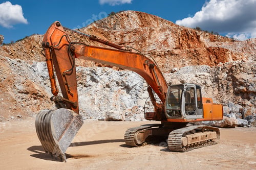 Preview: Heavy excavator on a quarry. Excavation machinery. Earthmover