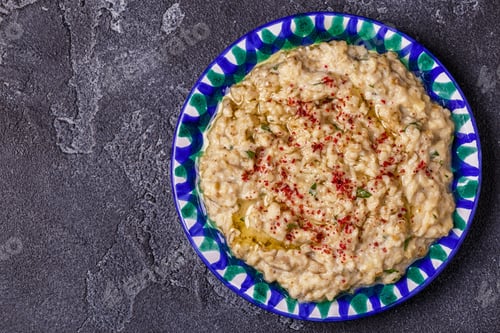 Preview: Classic Baba ganush on the plate.