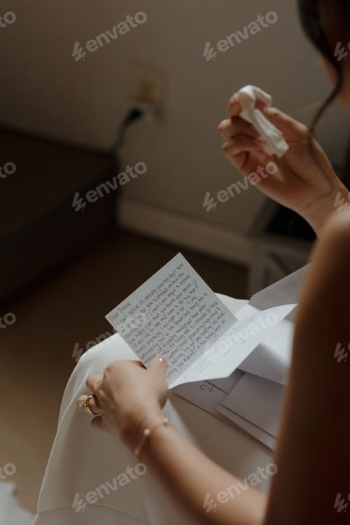Preview: An emotional moment of a bride reading a letter from her friend in her wedding day