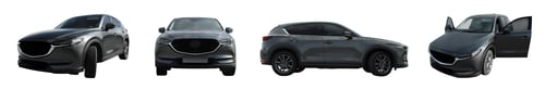 Preview: New expensive black car isolated on white, collage. Banner design