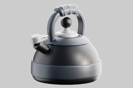 Preview: Functional Teapot with Ergonomic Handle on a Grey Background