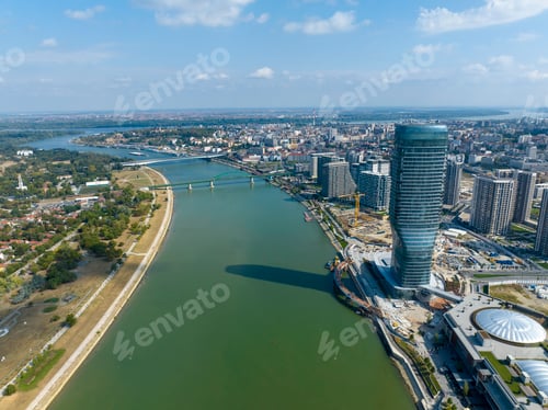 Preview: Panoramic view of Belgrade Waterfront, Sava River, Belgrade Tower