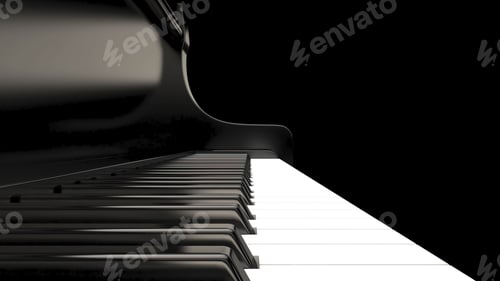Preview: Black piano isolated on a black background - classical music