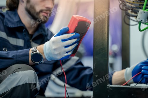 Preview: Electricity and electrical maintenance service,Electrical engineers test electrical installations.