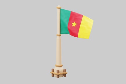 Preview: The Cameroonian flag on a flagpole