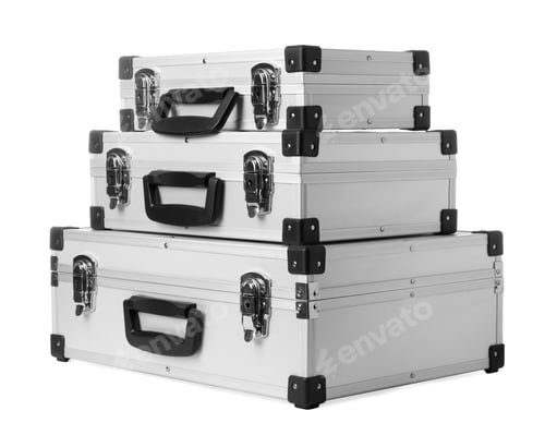 Preview: Set of aluminum hard cases on white background