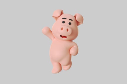 Preview: Cartoon pig character waving
