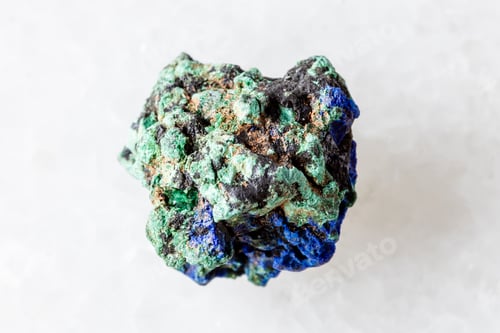 Preview: unpolished azurite and malachite mineral on white