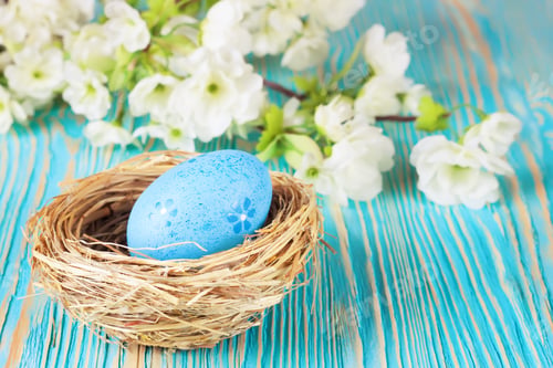 Preview: Blue easter egg in a nest