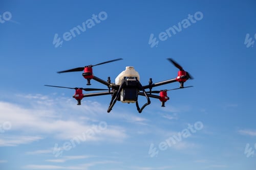 Preview: Agriculture drone fly to sprayed fertilizer on the fields. Industrial agriculture and smart farming
