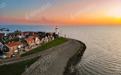 Preview: Lighthhouse of Urk Netherlands during sunset in the Netherlands