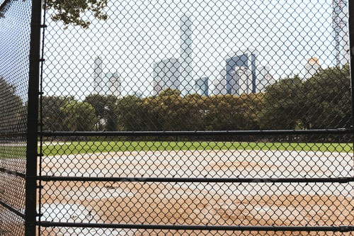 Preview: playground and buildings on background, new york, usa