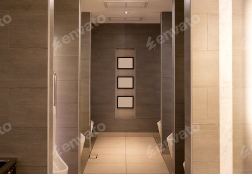 Preview: Luxury brown public toilet with rows ceramic urinal