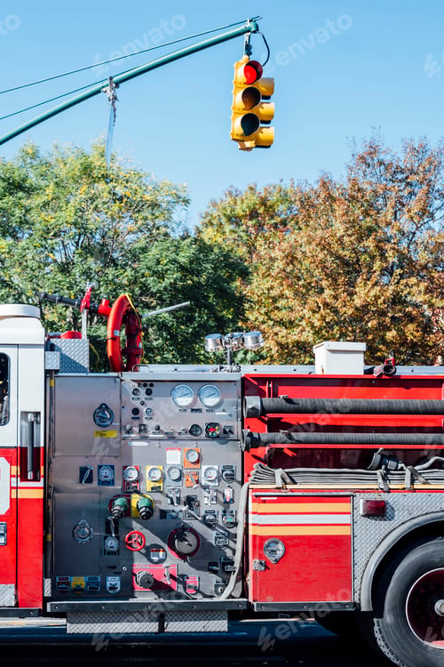 Preview: Fire truck stopped in Manhattan, New York.