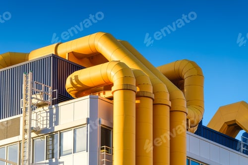 Preview: Pipes at an oil refinery. Industrial photo for background. Manufacturing and manufactory.