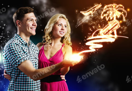 Preview: Young Happy Couple Dreaming About Future Vacation