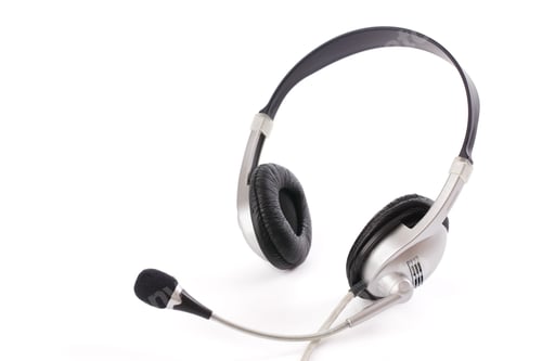 Studio Headset with Microphone on White Background