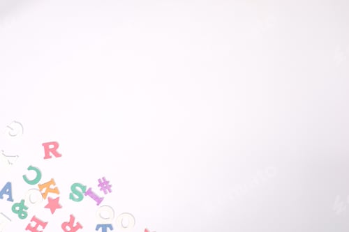 Preview: The letters of the alphabet are placed randomly on a white background