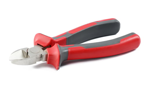 Preview: Side cutters with a plastic red-black handle on a white isolated background