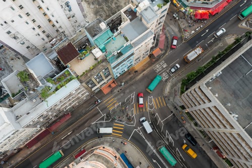 Preview: Wong Tai Sin, Hong Kong 22 January 2021: Top view of Hong Kong city