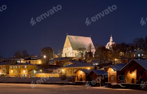 Preview: Massive Porvoo medieval cathedral at night