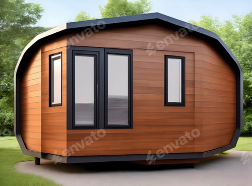 Preview: Wooden cabin. Concept design dark brown colour.