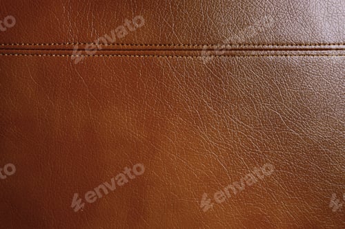 Preview: Brown leather, leatherette texture background wtih decorative stich