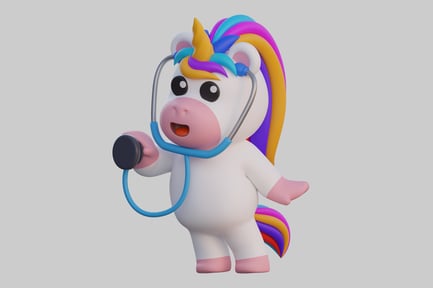 Visualização: Médico unicórnio com estetoscópio