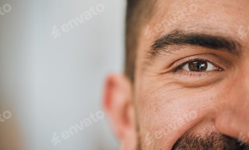 Preview: Happy, eyes and half portrait of man in office for career goals, vision and professional company. S