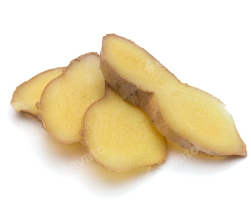 Preview: Fresh ginger root or rhizome isolated on white background cutout