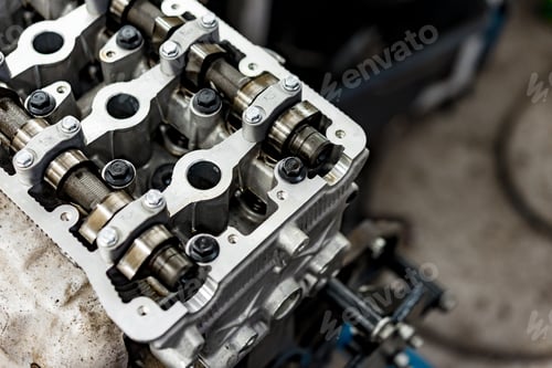 Preview: Disassembled car engine block at car service station