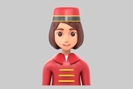 Preview: Bellhop character with red uniform