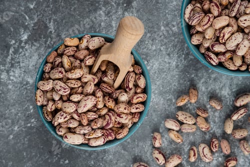 Preview: Raw bean grains displayed in blue bowls
