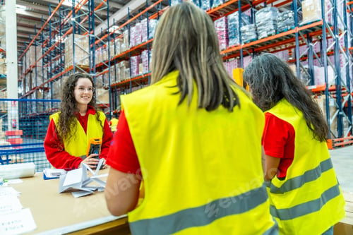 Preview: Female factory workers pack packages for delivery